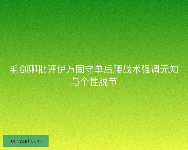 毛剑卿批评伊万固守单后腰战术强调无知与个性脱节