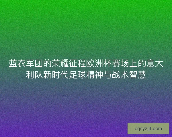 蓝衣军团的荣耀征程欧洲杯赛场上的意大利队新时代足球精神与战术智慧
