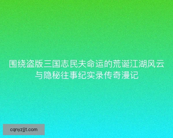 围绕盗版三国志民夫命运的荒诞江湖风云与隐秘往事纪实录传奇漫记