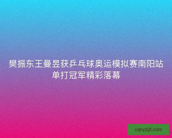 樊振东王曼昱获乒乓球奥运模拟赛南阳站单打冠军精彩落幕
