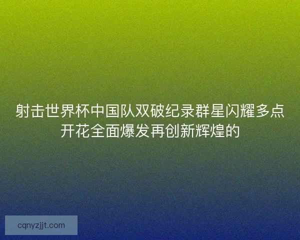 射击世界杯中国队双破纪录群星闪耀多点开花全面爆发再创新辉煌的